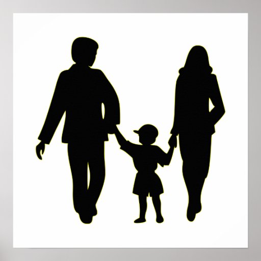 Family holding hands silhouette posters | Zazzle