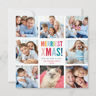 FAMILY HOLIDAY multi 8 photo fun modern squares Card