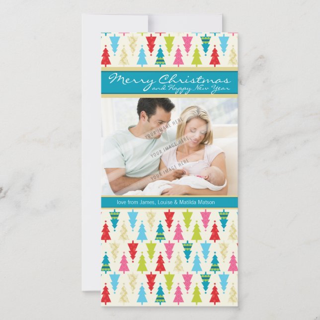 FAMILY HOLIDAY PHOTOCARD :: patternedxmastree 1P (Front)