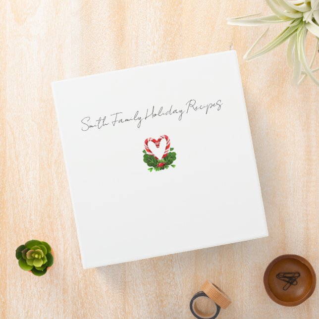 Family Holiday Recipes Candy Cane Heart Love  3 Ring Binder (In Situ)