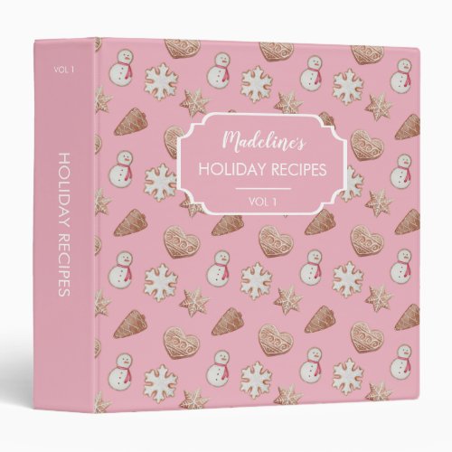 Family Holiday Recipes Christmas Cookies Pink 3 Ring Binder