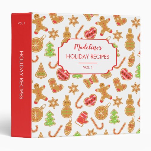 Family Holiday Recipes Gingerbread Cookies Pattern 3 Ring Binder