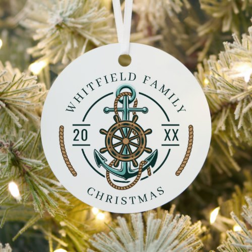 Family Holidays Beach House Christmas Metal Ornament