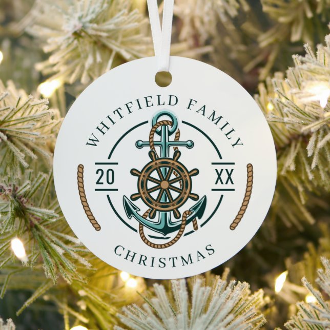 Family Holidays Beach House Christmas Metal Ornament (Insitu)