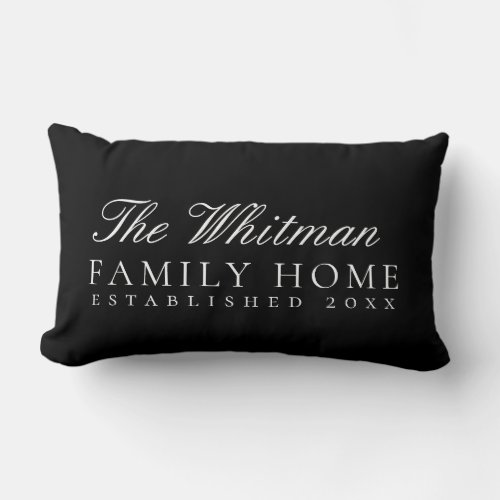 Family Home Black Lumbar Pillow