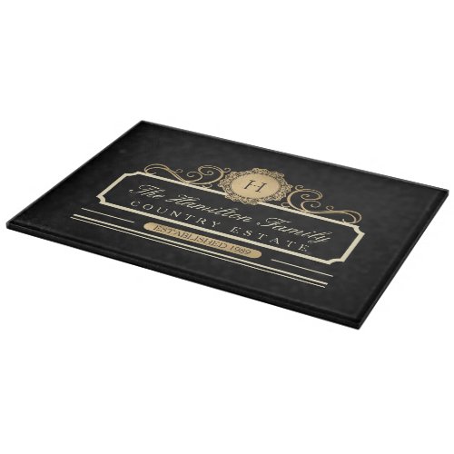 Family Home Established Black Gold Cutting Board