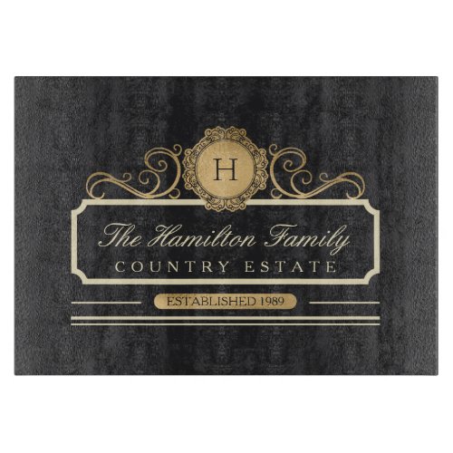 Family Home Established Charcoal Gold Cutting Board