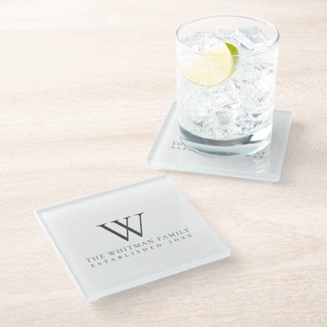 Family Home Monogram Glass Coaster (Angled)