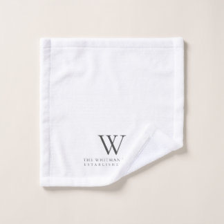 Family Home Monogram Modern White Charcoal Wash Cloth
