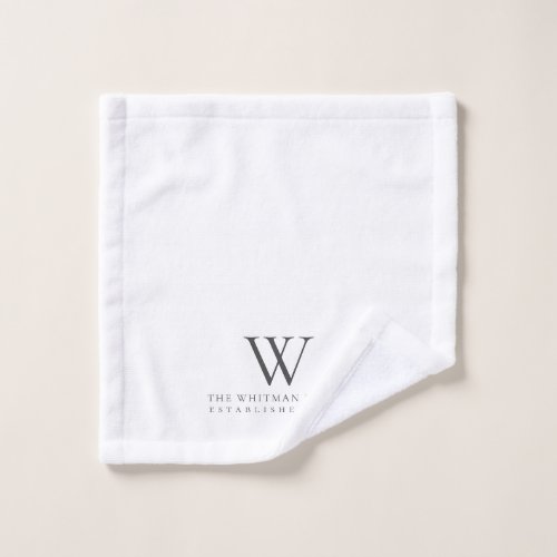 Family Home Monogram Modern White Charcoal Wash Cloth