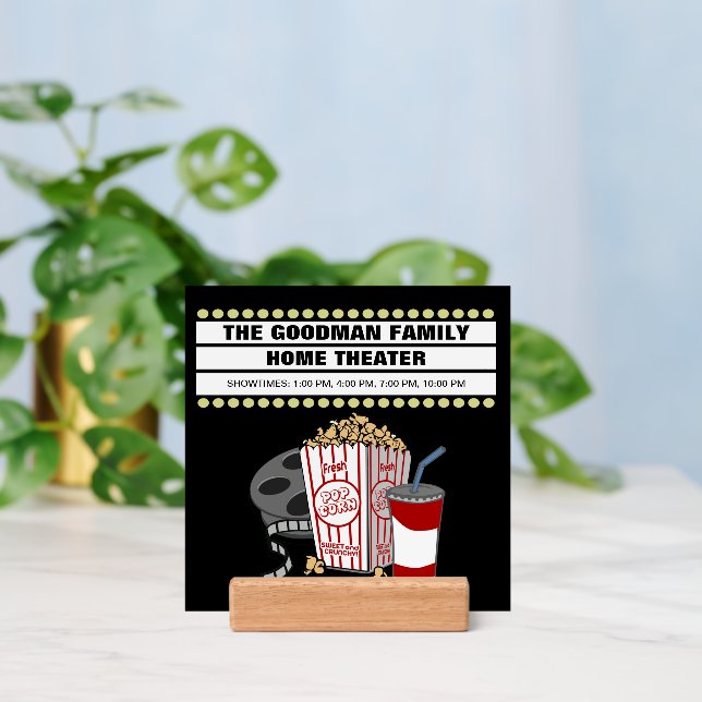 Family Home Movie Theater Custom Sign with Holder (Insitu 3 (Back))