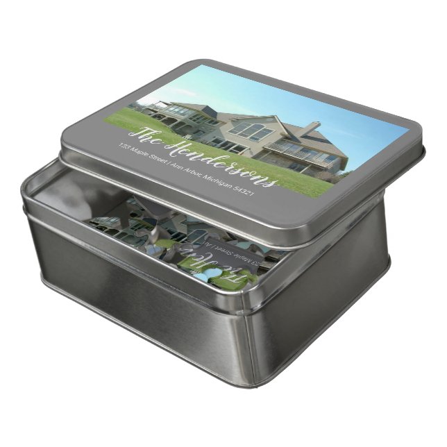 Family Home Photo Keepsake Picture Jigsaw Puzzle (Lid Open)
