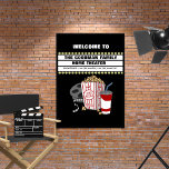 Family Home Theater Custom Name unframed Poster<br><div class="desc">This cute poster is the perfect addition to any home theater. It features a movie film reel, popcorn, soda and a custom movie marquee on a black background. Easily personalize the movie marquee with a name or other text. This unframed poster is available in wide variety of sizes to fit...</div>