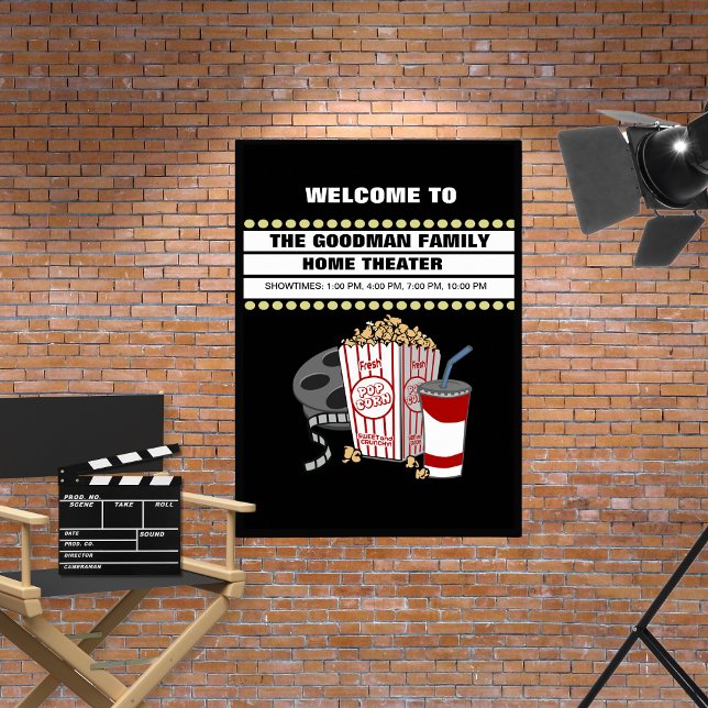 Family Home Theater Custom Name unframed Poster (This cute poster is the perfect addition to any home theater! )