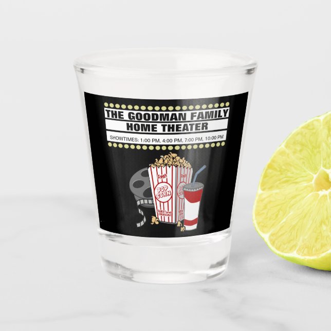 Family Home Theater Personalized Shot Glass (Front)