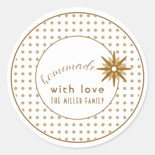 Family Homemade with Love Holiday Baking  Gold Classic Round Sticker