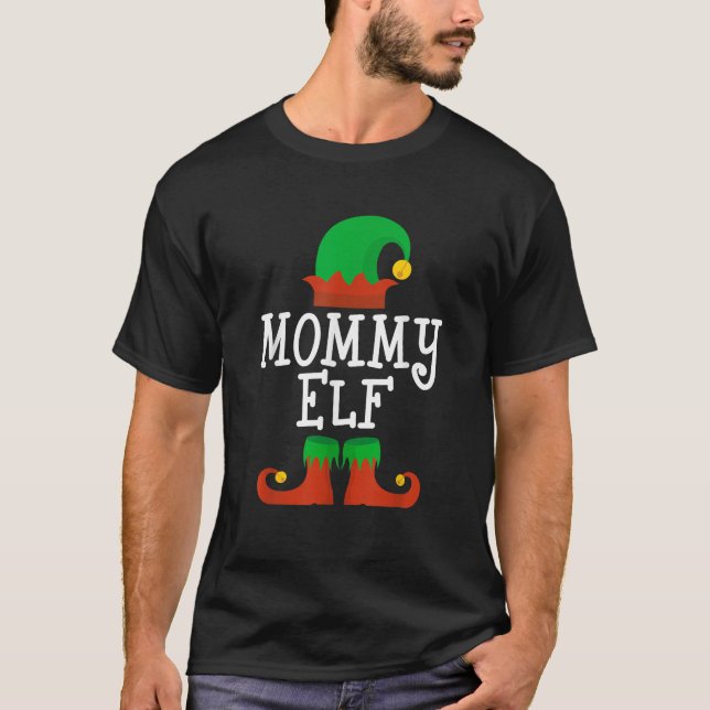 Family I m The Mommy Elf Christmas Matching Pajama T-Shirt (Front)