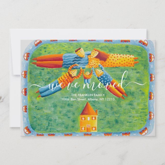 Family Illustration We've Moved New Home Announcement (Front)