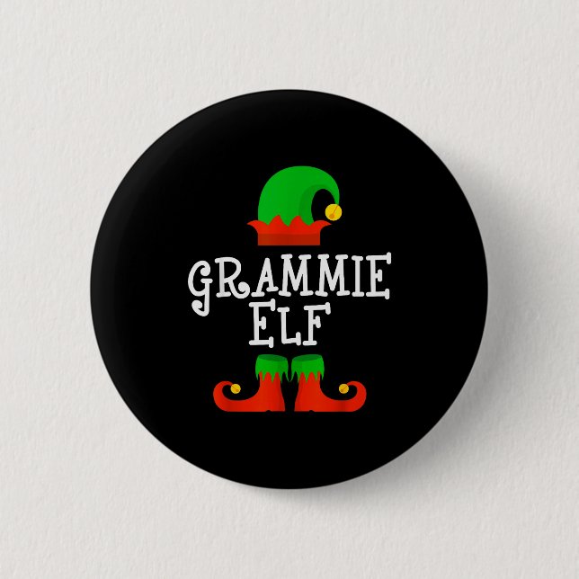 Family I'm The Grammie Elf Christmas Matching Paja Button (Front)