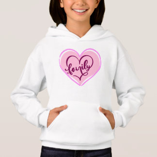 Family in a heart pink design hoodie