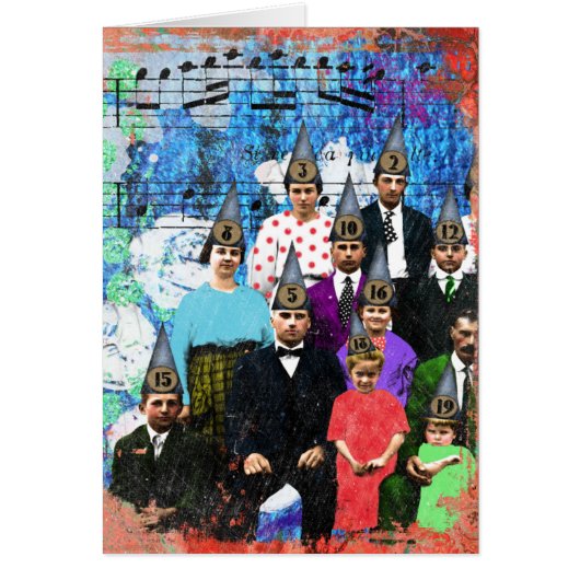Family in Party Hats Digital Art Cards (Front)