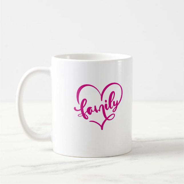 Family in Pink Coffee Mug (Left)