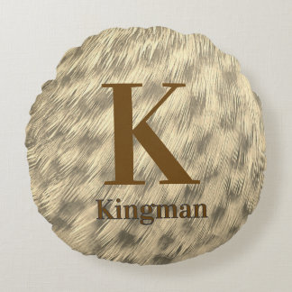 Family Initial Duck Feather Nature Photo Monogram Round Pillow