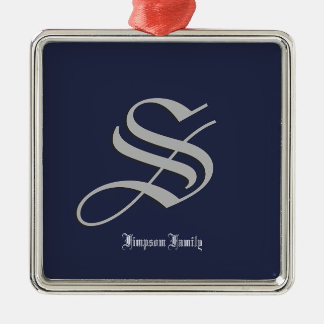 Family Initial Metal Ornament (Front)