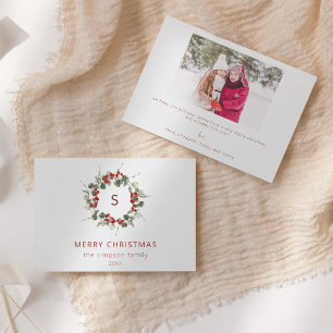 Family Initial Photo Christmas Greeting Card