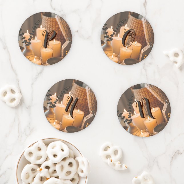 Family Initials Coaster Set | Custom Monogram Home (In Situ)