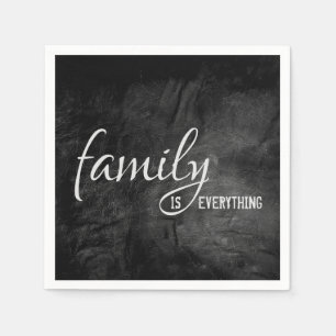 Family Inspirational Quote on Black Leather Napkins