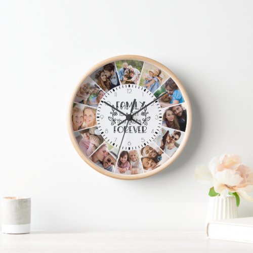 Family Is A Gift That Lasts Forever Photo Collage Clock