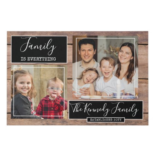 Family Is Everything 2 Photo Collage Wood Faux Canvas Print
