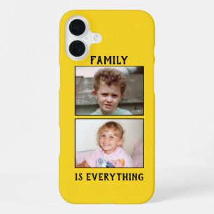 Family is everything 2 photos of your kids yellow iPhone 16 plus case