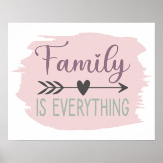 Family is Everything Color Editable Brush Stroke Poster