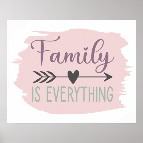 Family is Everything Color Editable Brush Stroke Poster
