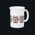 Family is Everything Cottagecore Beverage Pitcher<br><div class="desc">Celebrate the warmth of home and the love of family with this beautifully hand-lettered "Family is Everything" design. The elegant script lettering, accented by charming floral elements and a quaint little house, evokes a cozy, cottagecore aesthetic perfect for those who cherish heartfelt connections. Vibrant red poppies and delicate greenery add...</div>