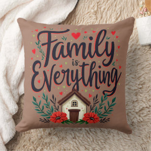 Family is Everything Cottagecore Throw Pillow