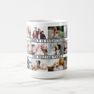 Family is everything Custom Name 12 Photo Collage Coffee Mug