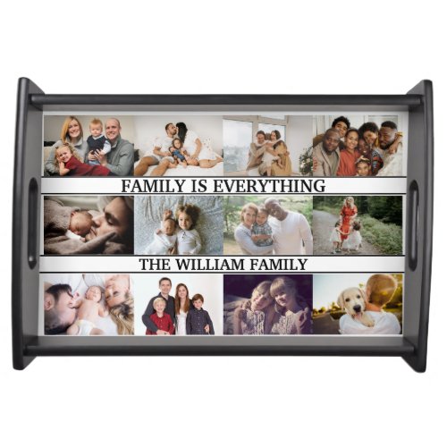 Family is Everything Custom Name 12 Photo Collage Serving Tray
