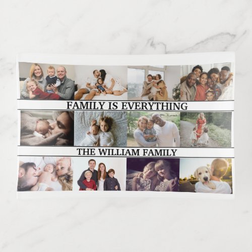 Family is Everything Custom Name 12 Photo Collage Trinket Tray