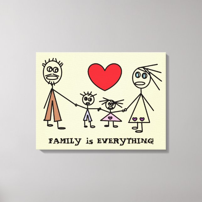 FAMILY is EVERYTHING Cute Stick Figure Family Canvas Print (Front)