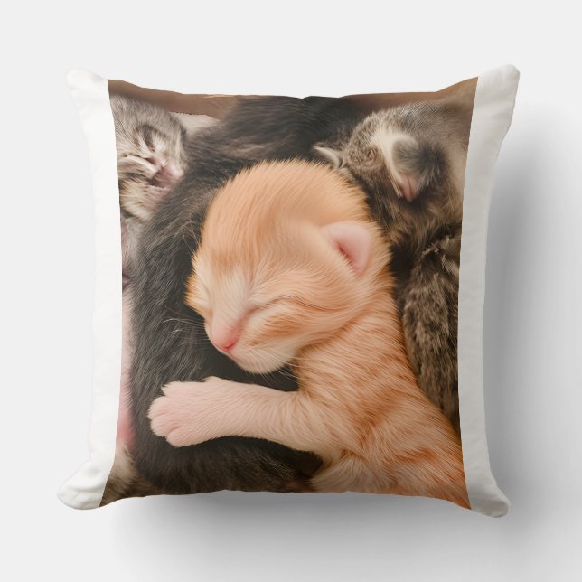 Family Is Everything, Kitten Throw Pillow (Front)