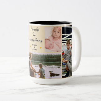 Family Is Everything – Personalized 5-Photo Custom Two-Tone Coffee Mug