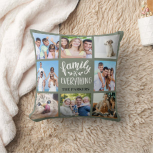 "Family is Everything" Personalized Photo Collage Throw Pillow