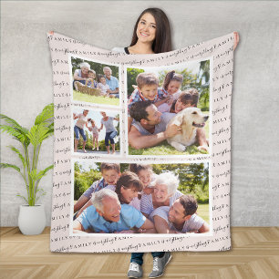 Family Is Everything Photo Collage Fleece Blanket