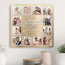 Family Is Everything Quote Family Photo Gold Square Wall Clock