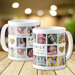  Family Is Everything Quote Name 20 Photo Collage Coffee Mug