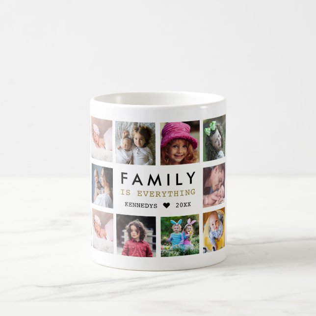  Family Is Everything Quote Name 20 Photo Collage Coffee Mug (Center)
