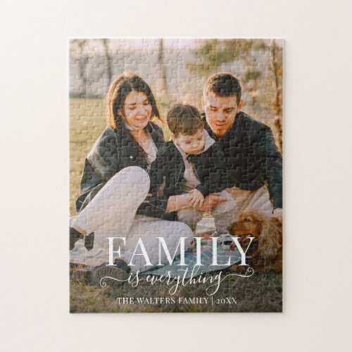 Family is Everything Script Photo Keepsake Jigsaw  Jigsaw Puzzle